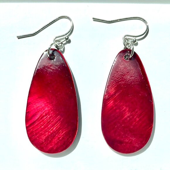Elegant Dark Red Drop Earrings - Picture 2 of 6